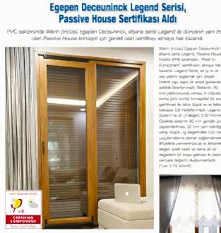 Legend Serisi Passive House Sertifika